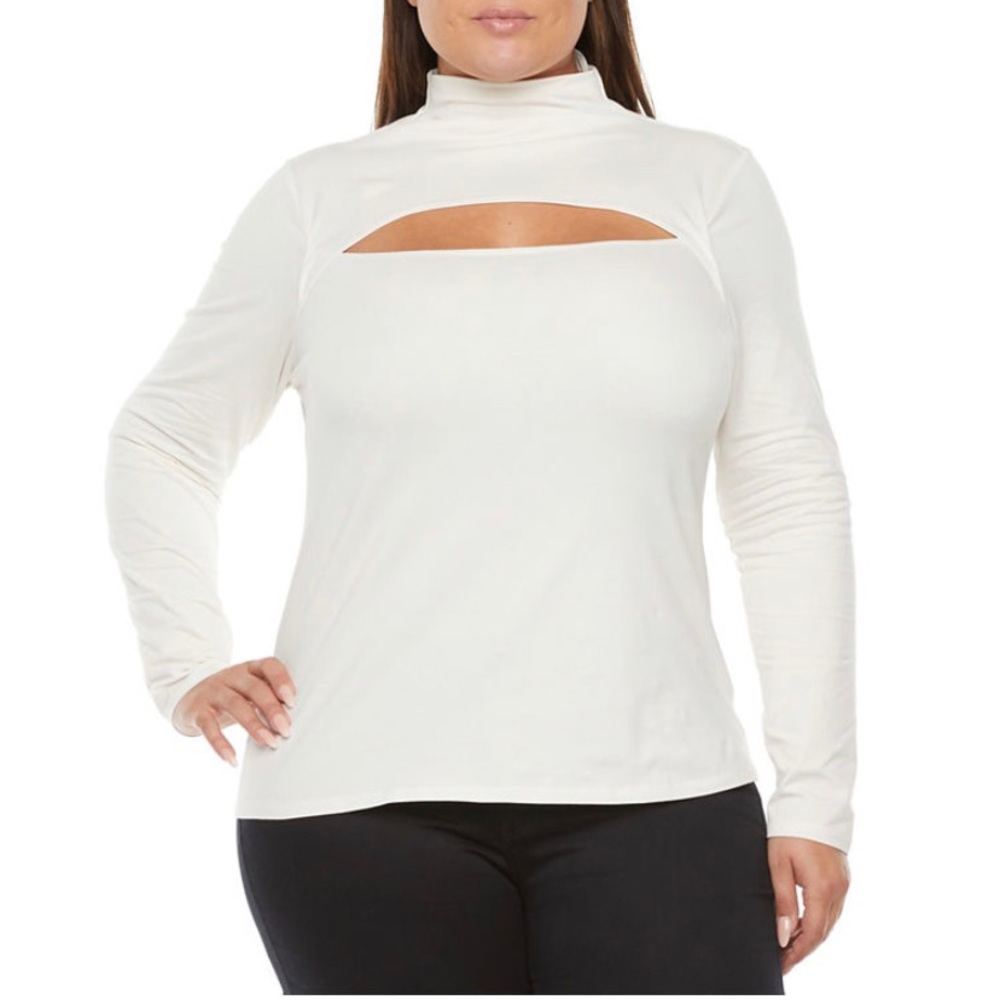 BOLD elements White Cut-Out Long Sleeve Top